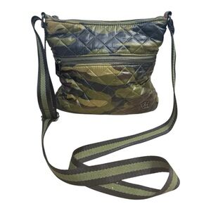 Oliver Thomas Quilted Camo Crossbody Bag Purse Army Green Messenger Travel